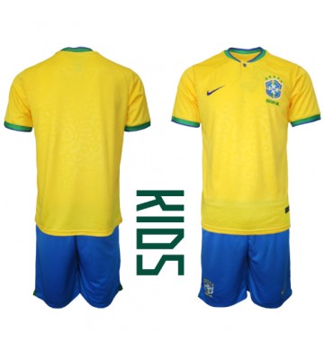 Brasil Hjemmedraktsett Barn VM 2022 Kortermet (+ Korte bukser)